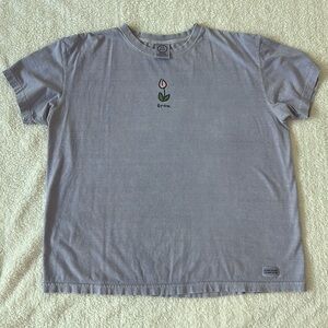 Life Is Good XL Purple Tee Shirt - Rose/Flower “Grow”